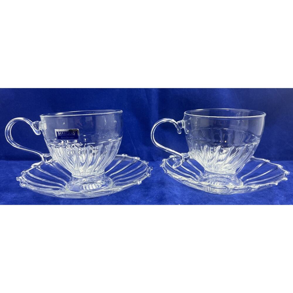 Marquis by Waterford Crystal Vintage Teacups & Saucer.‎ *Pre-Owned* Lot Of 2 Set